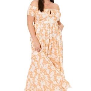Torrid Cream and Orange Floral Maxi Dress